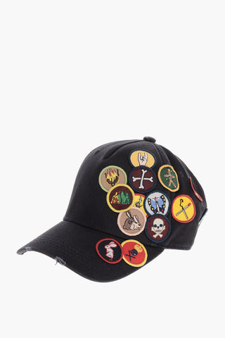 Cotton Gabardine SCOUT DISQUARED Cap with Contrasting Patches