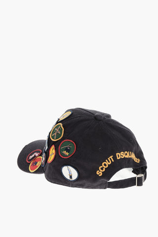 Cotton Gabardine SCOUT DISQUARED Cap with Contrasting Patches