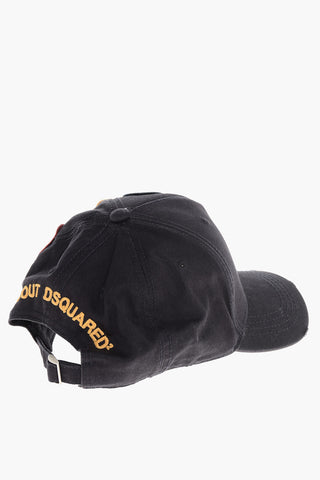 Cotton Gabardine SCOUT DISQUARED Cap with Contrasting Patches