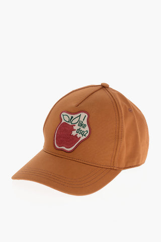 Solid Color BITE THE APPLE WITH LOVE Cap with Contrasting Patch