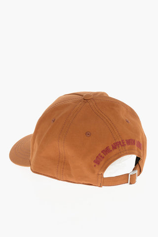 Solid Color BITE THE APPLE WITH LOVE Cap with Contrasting Patch