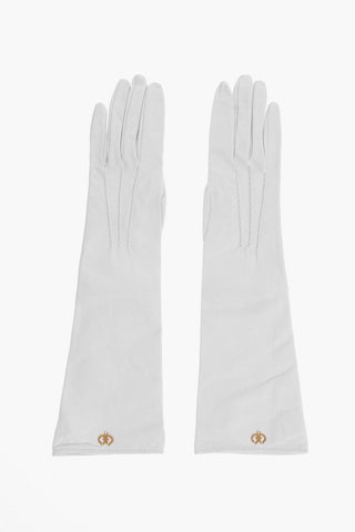 Guanti Gauntlet in Pelle a Tinta Unita con Dettaglio Dorato