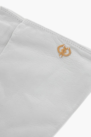 Guanti Gauntlet in Pelle a Tinta Unita con Dettaglio Dorato