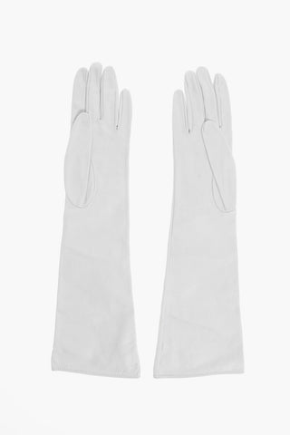 Guanti Gauntlet in Pelle a Tinta Unita con Dettaglio Dorato