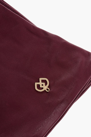 Solid Color Leather Opera Gloves with Golden Detail