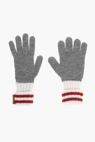 Wool Blend Gloves with Contrasting Detail