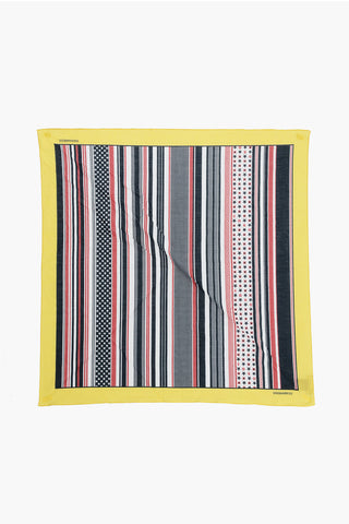 Striped Cotton Foulard with Stars Print