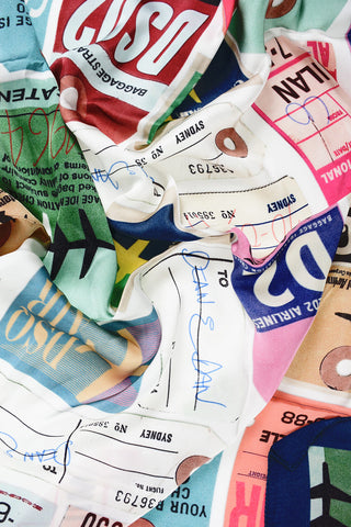 Patterned Silk TRAVEL TAGS Foulard