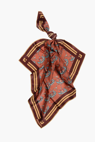 Silk Foulard with Floral Paisley Motif