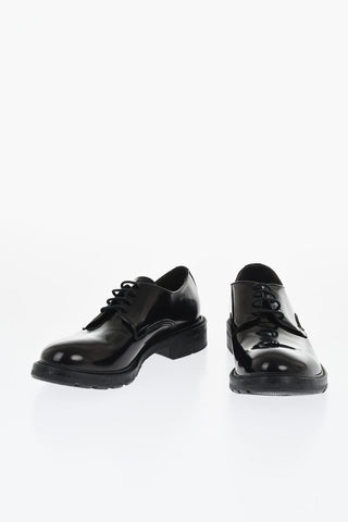Solid Color Brushed Leather Derby Shoes