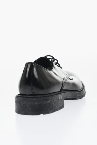 Solid Color Brushed Leather Derby Shoes