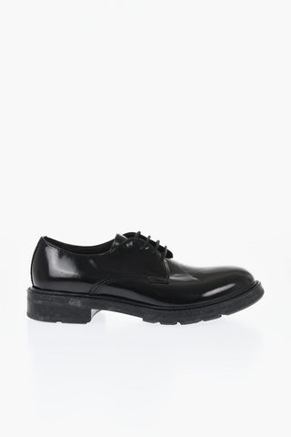 Solid Color Brushed Leather Derby Shoes