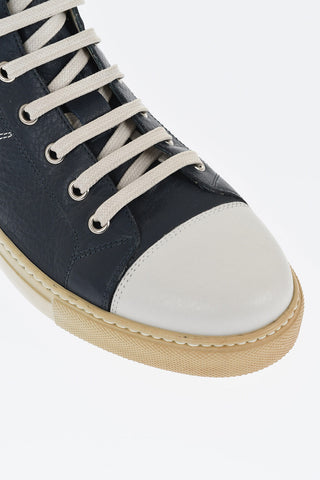 ID Textured Leather High-Top Sneakers with Contrasting Details