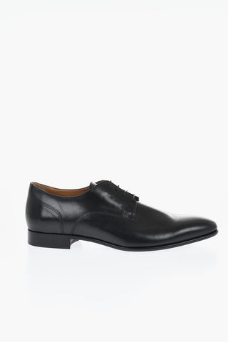 Solid Color Leather Derby Shoes