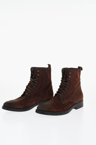 Solid Color Suede Ankle Boots with Side Zip