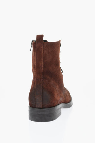 Solid Color Suede Ankle Boots with Side Zip