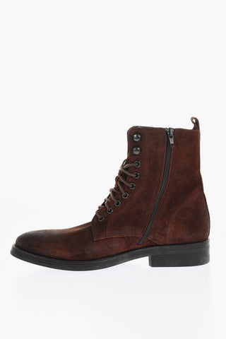 Solid Color Suede Ankle Boots with Side Zip