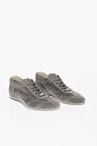 ID Low-Top Sneaker aus Wildleder mit perforierten Einsätzen