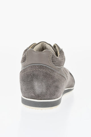 ID Low-Top Sneaker aus Wildleder mit perforierten Einsätzen