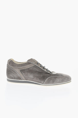 ID Low-Top Sneaker aus Wildleder mit perforierten Einsätzen