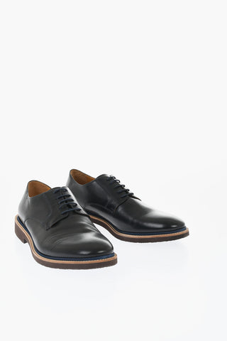 Scarpe Derby in Pelle a Tinta Unita