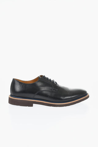 Scarpe Derby in Pelle a Tinta Unita