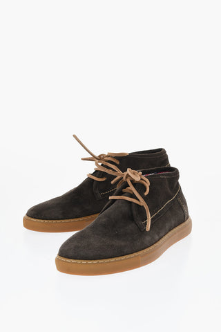 ID Suede Desert Boots with Checked Inner