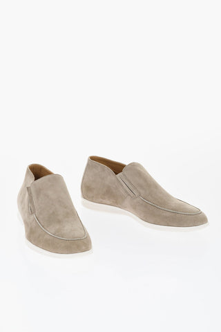 Suede Slip-On Shoes with Contrasting Sole