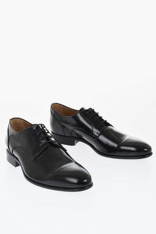 Scarpe Derby in Pelle Lucida a Tinta Unita