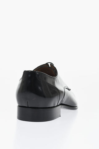 Scarpe Derby in Pelle Lucida a Tinta Unita
