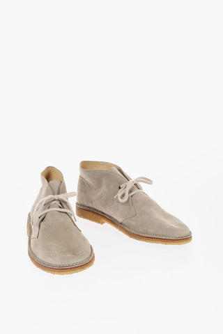 Solid Color Suede Desert Boots with Crepe Sole