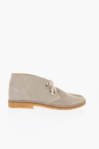Solid Color Suede Desert Boots with Crepe Sole