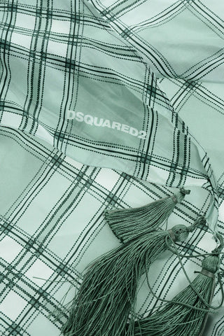Checked Silk Foulard with Tassels