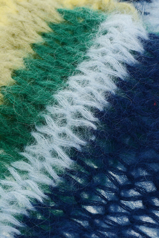 Striped Mohair Blend Scarf with Silver Tone Logo