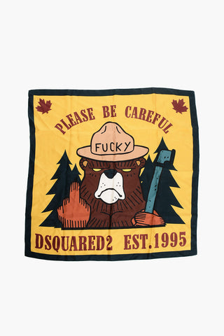 Lucky Bear Printed Silk Foulard