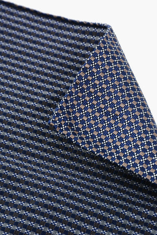 Micro Checked Silk and Cotton Pocket Square