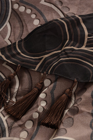 Patterned Silk Foulard with Tassels