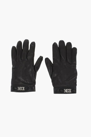 Leather ICON Gloves With Metal Detail and Button