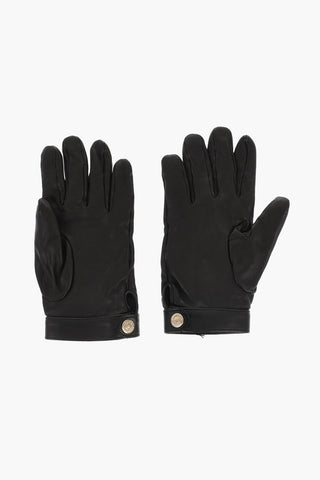 Leather ICON Gloves With Metal Detail and Button