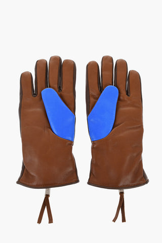 Color Block Leather Glovers with Half Zip
