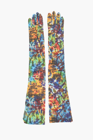 Warm Tie-Dye Effect Leather Gloves