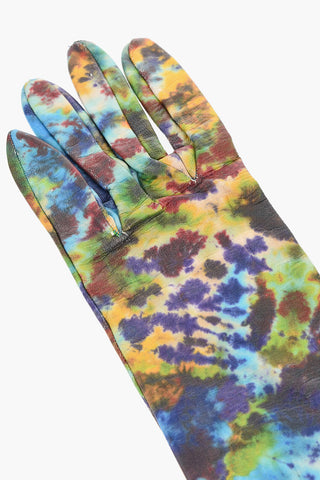 Warm Tie-Dye Effect Leather Gloves