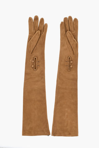 Suede Warm Gloves with Buttons
