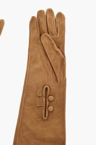 Suede Warm Gloves with Buttons
