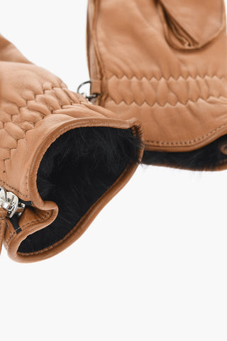 Leather Gloves with Half Zip And Real Fur Inner