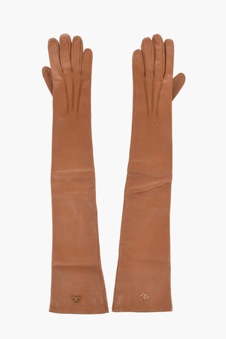 Guanti Warm In Pelle con Monogram Effetto Dorato