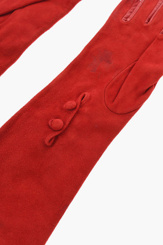 Guanti Opera in Suede con Arricciatura