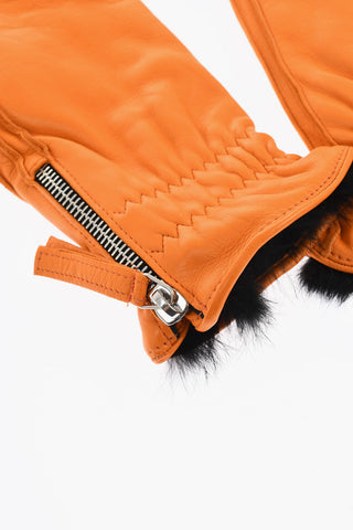 Leather Gloves with Half Zip And Real Fur Inner