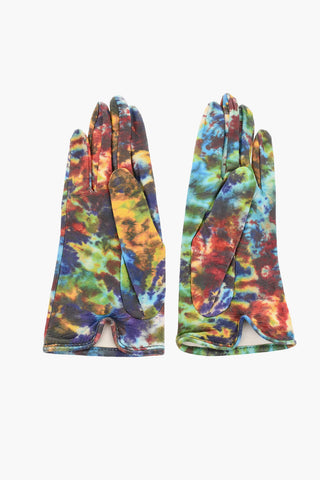 Guanti in Pelle Effetto Tie Dye