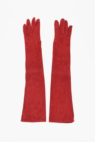 Guanti Opera in Pelle Scamosciata con Bottoni